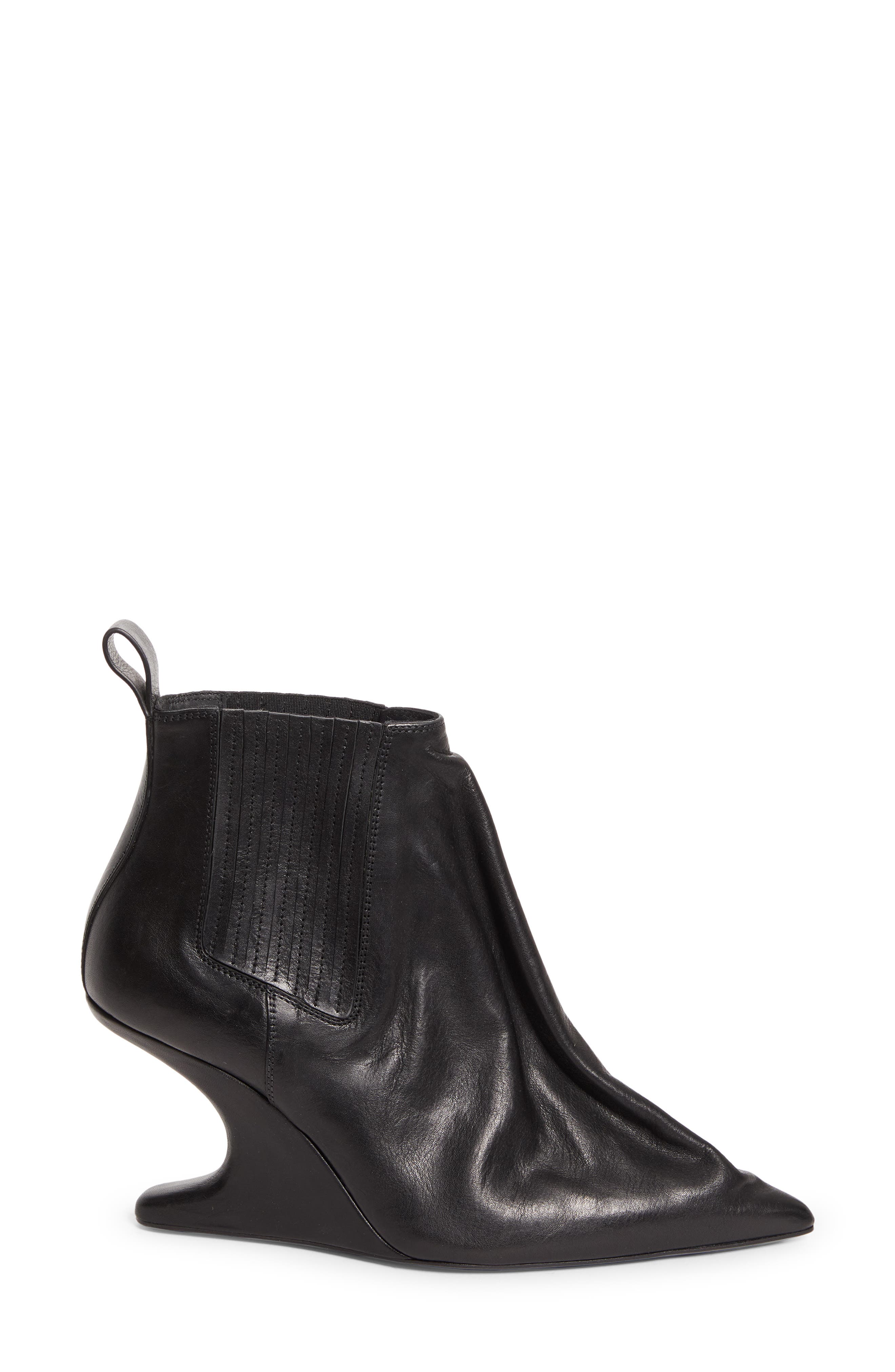 Rick Owens Taco Pointed Toe Wedge Chelsea Boot, Alternate, color, Black