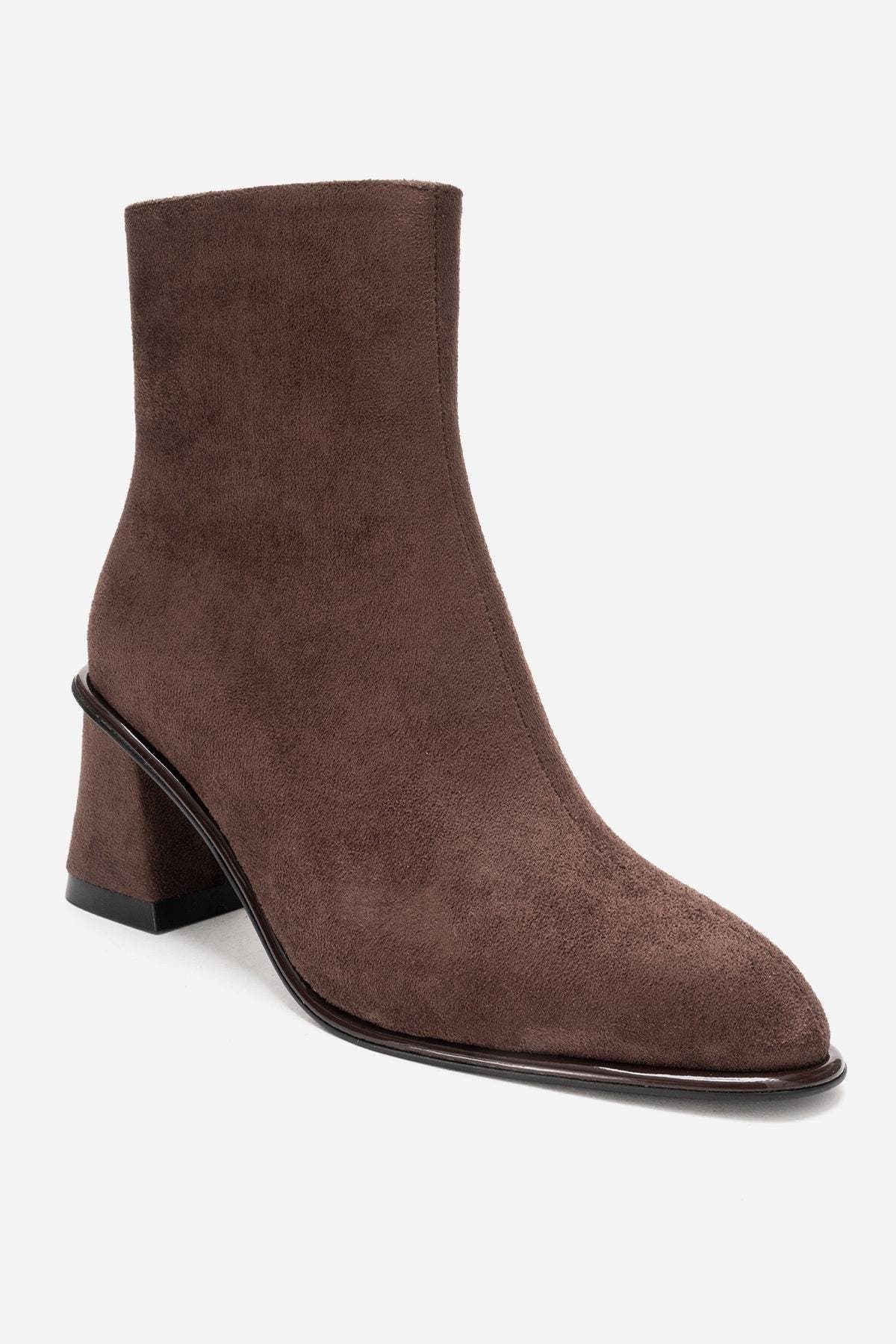 Maura Block Heel Boot, Alternate, color, Brown Suede Faux Leather
