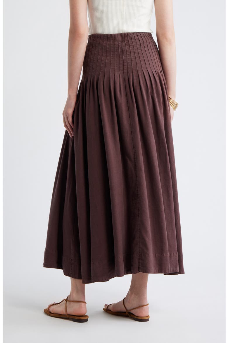 Pleat Accent Linen Blend Maxi Skirt, Alternate, color, BROWN MALICACIA