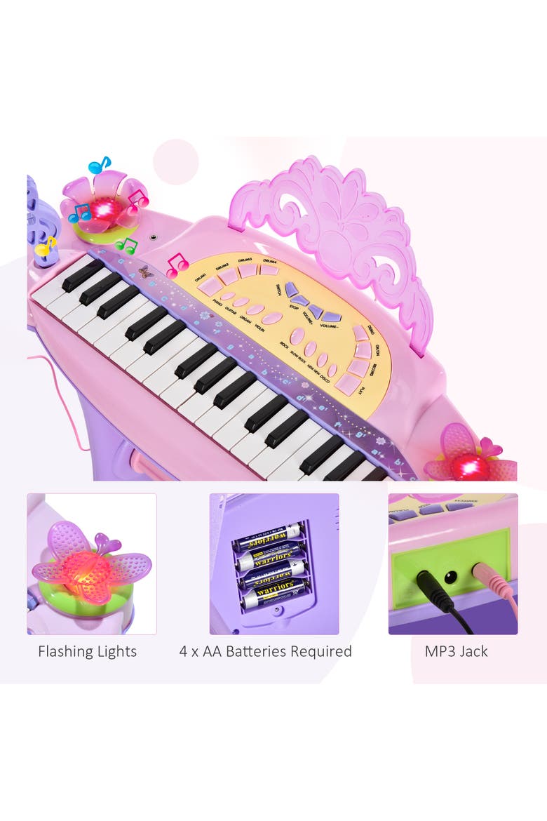 32-Key Kids Electronic Piano (Princess), Stool, MP3, Record, Microphone, Alternate, color, Pink