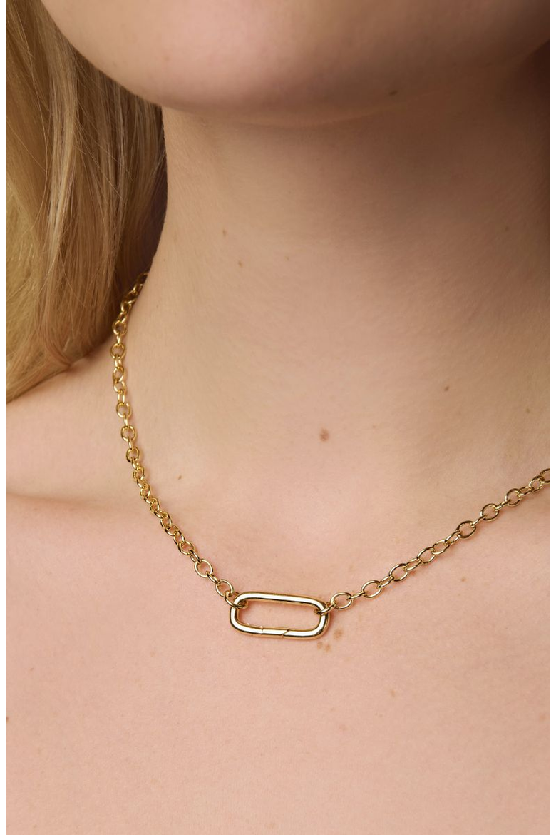 Oval Link Connector Necklace, Alternate, color, Gold