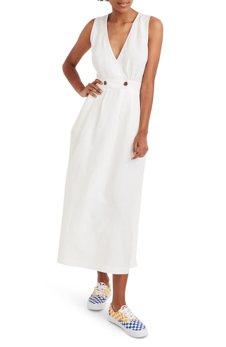 Madewell Button Waist Midi Dress, Main, color,