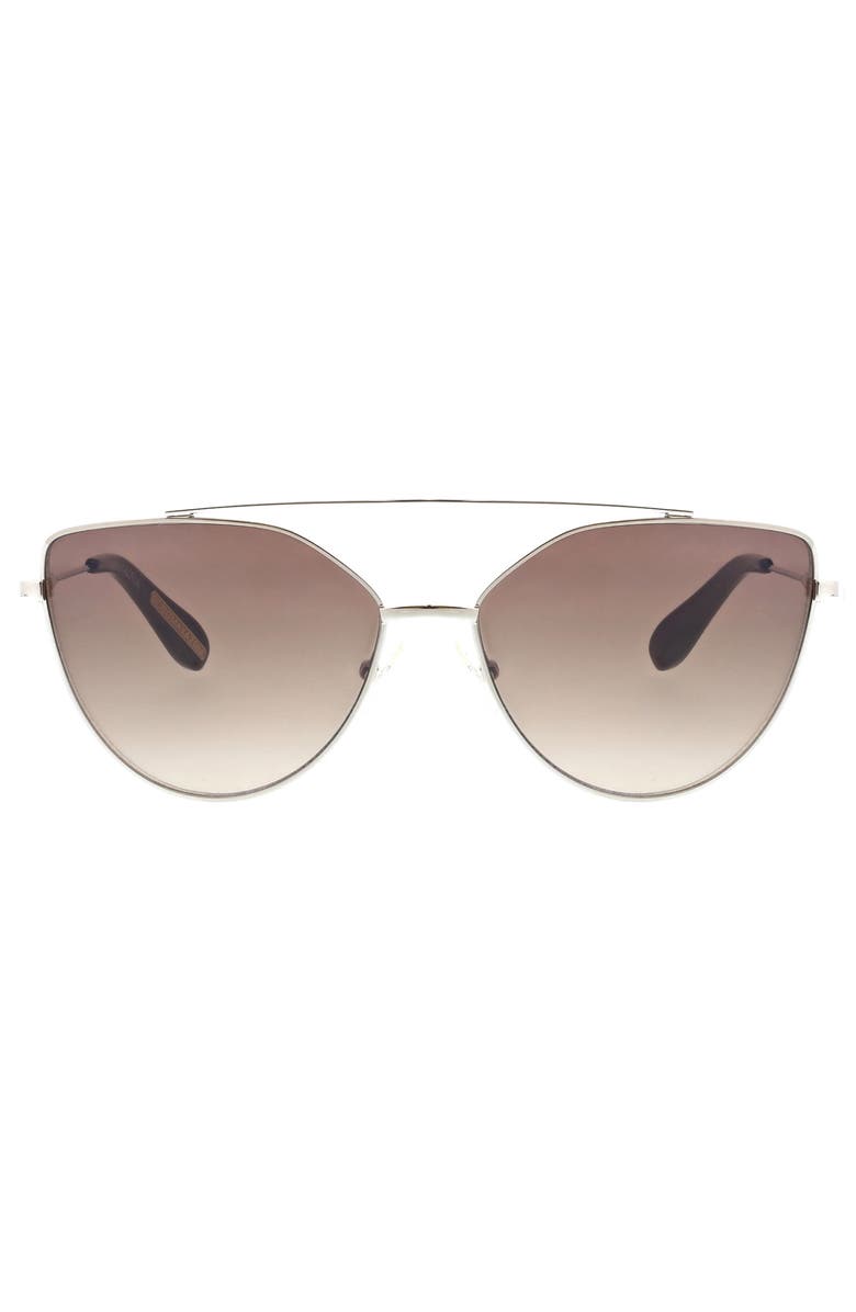 BCBGMAXAZRIA 60mm Metal Browline Cat Eye Sunglasses, Main, color, Silver/ Brown