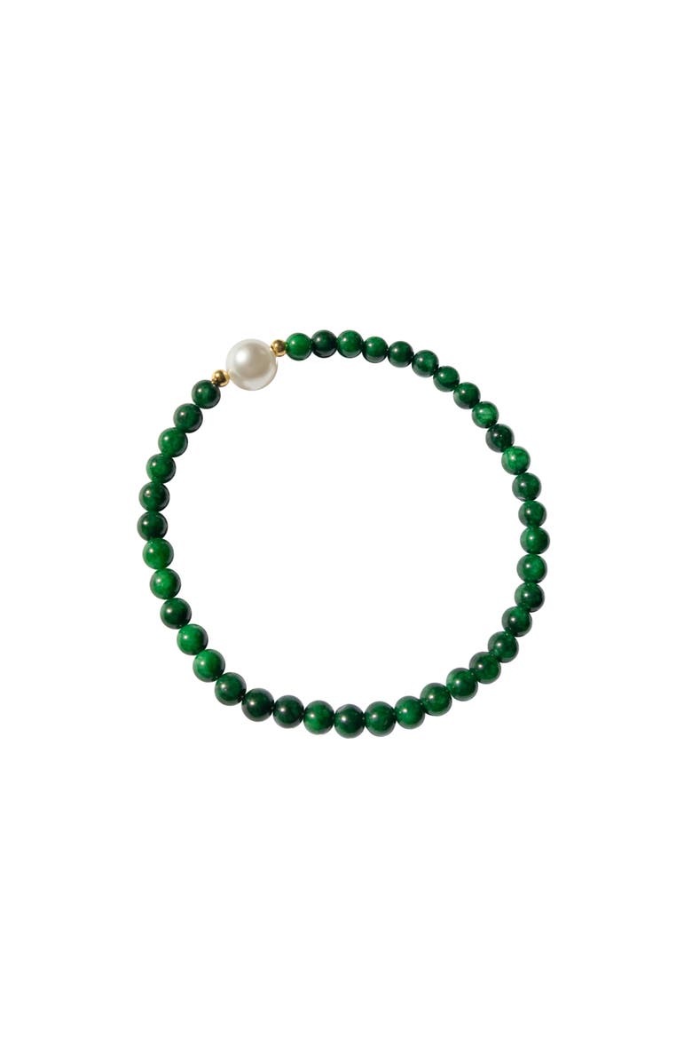 seree Clara Pearl and green chalcedony beaded bracelet, Alternate, color, Green