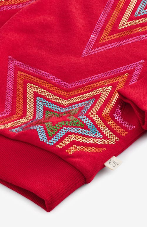 Shop Little Bird Kids' Star Sequin Graphic Sweatshirt In Red