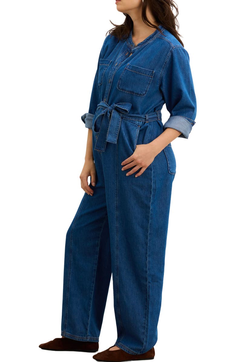HATCH The Drapey Denim Jumpsuit, Alternate, color, True Indigo