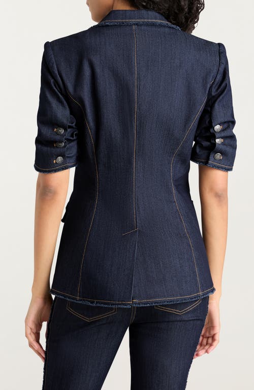 Shop Cinq À Sept Sallie Short Sleeve Denim Jacket In Indigo