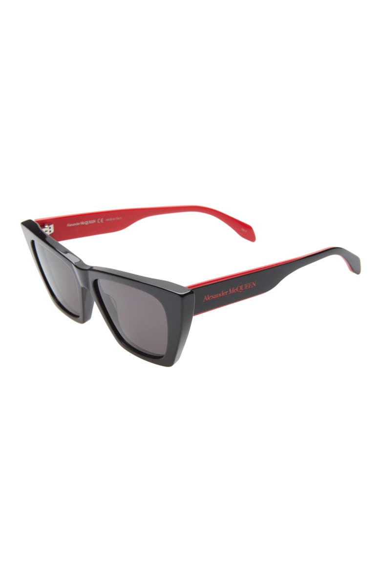 Alexander McQueen 54mm Gradient Cat Eye Sunglasses, Alternate, color, BLACK/ GREY