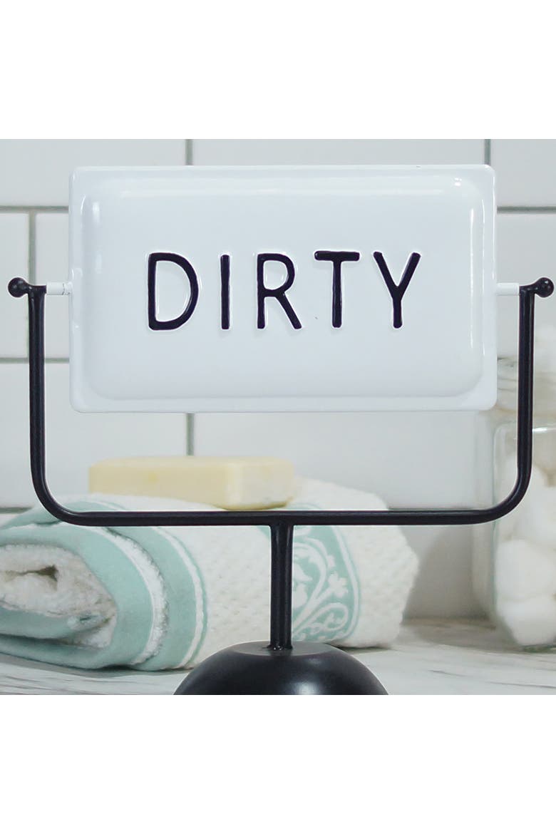 Metal White Reversible Clean Dirty Sign, 11 Inch Tabletop Laundry Sign, Alternate, color, White