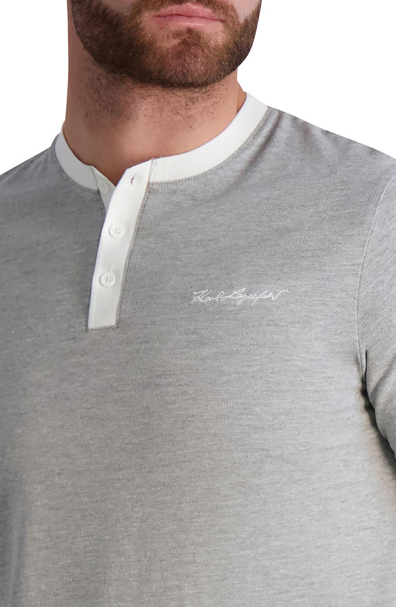 KARL LAGERFELD PARIS Piqué Logo Henley, Alternate, color,