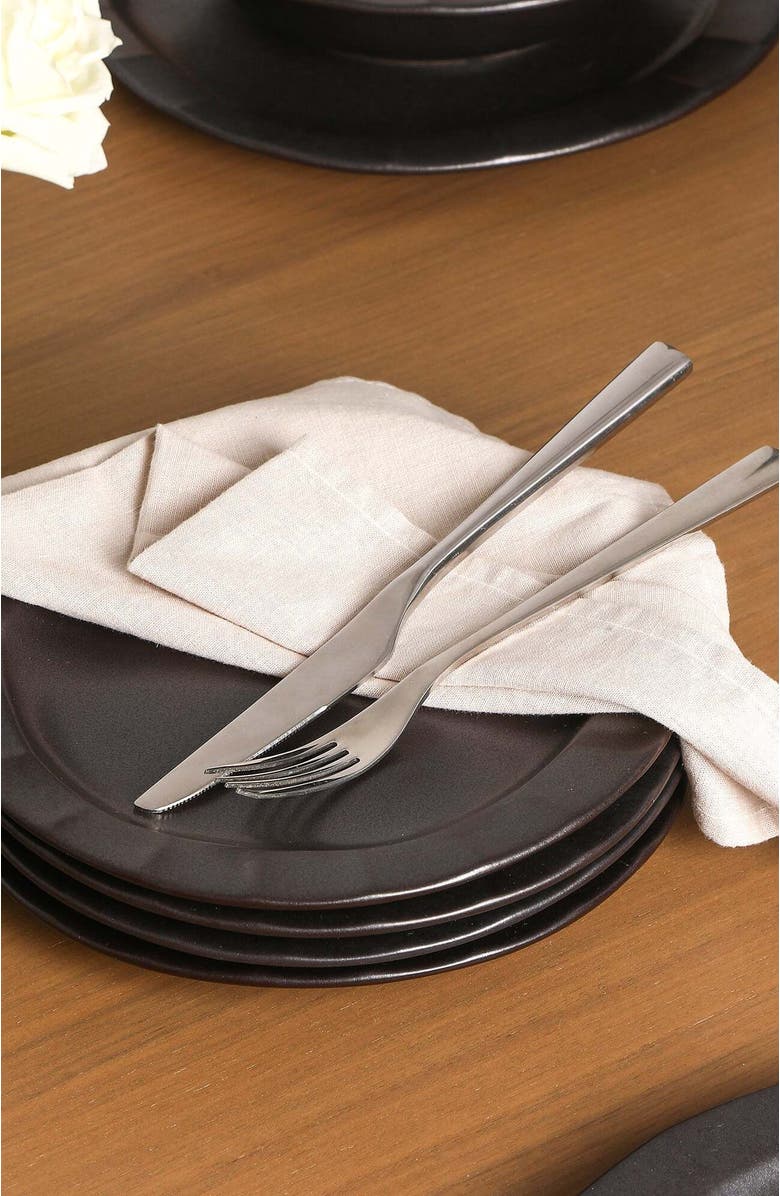 Stone Lain Oasis Stoneware 4-Piece Salad Plate Set, Alternate, color, Black