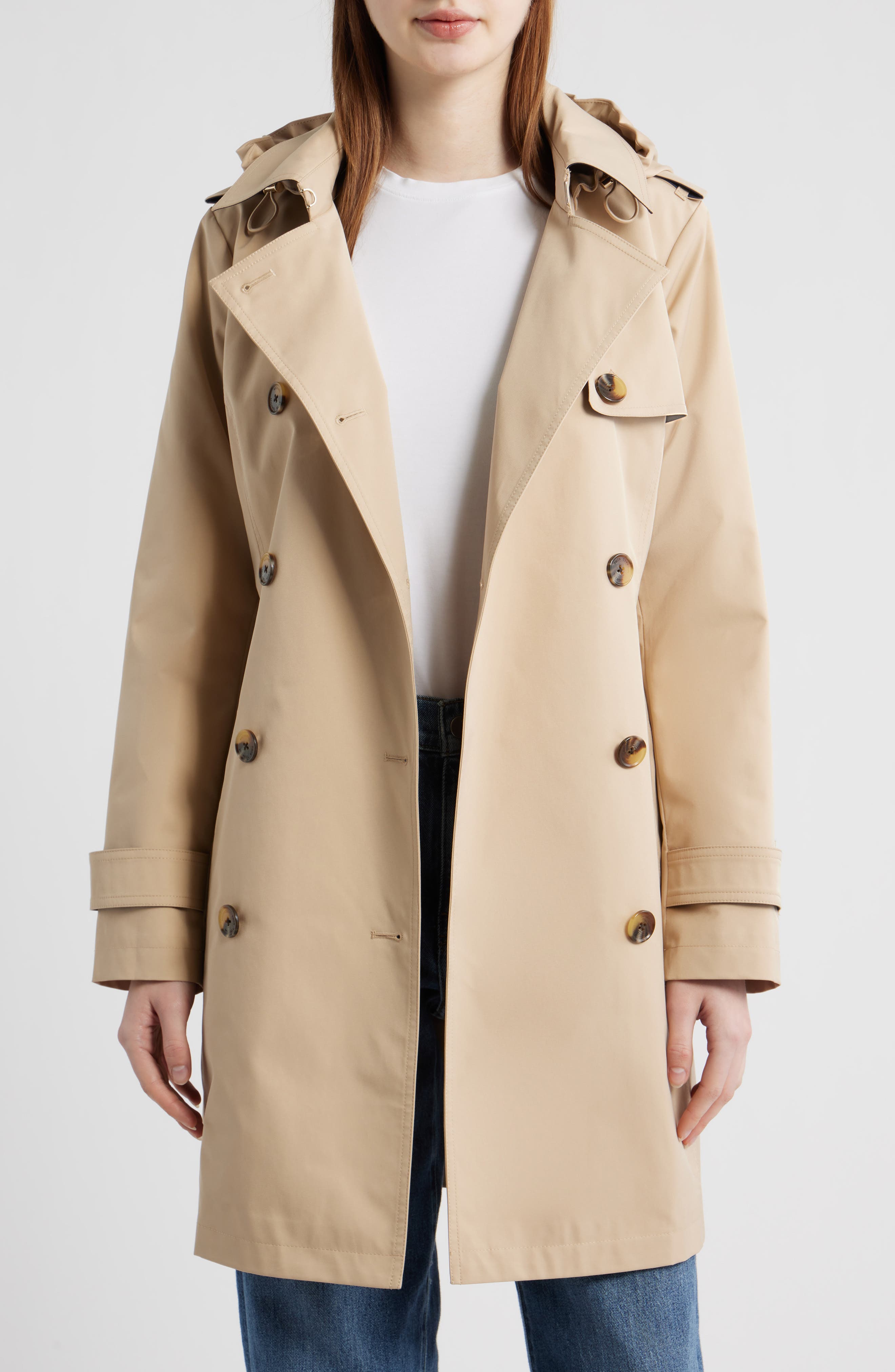 Michael Kors Classic Double Breasted Hooded Trench Coat — фото 4
