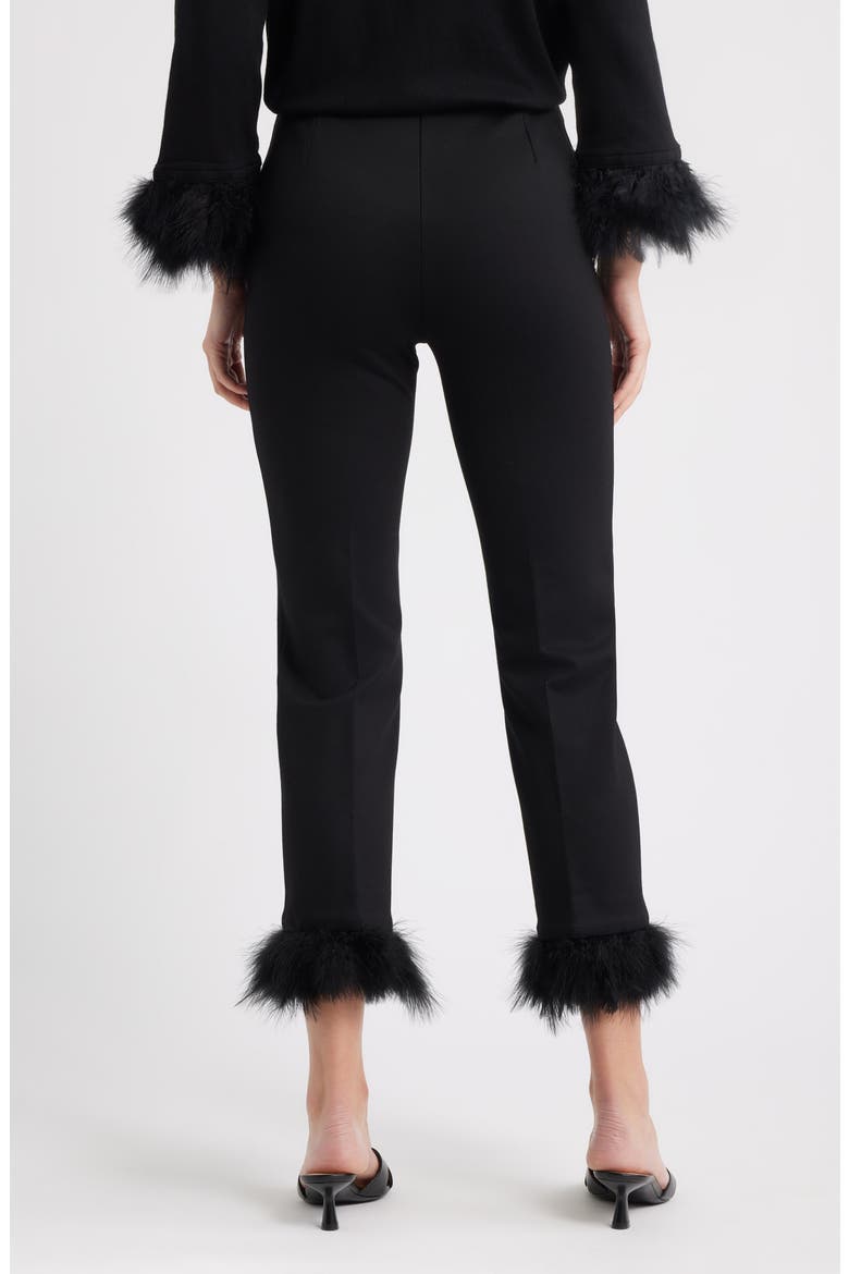 Crop Feather Trim Pull-On Pants, Alternate, color, ANNE BLACK