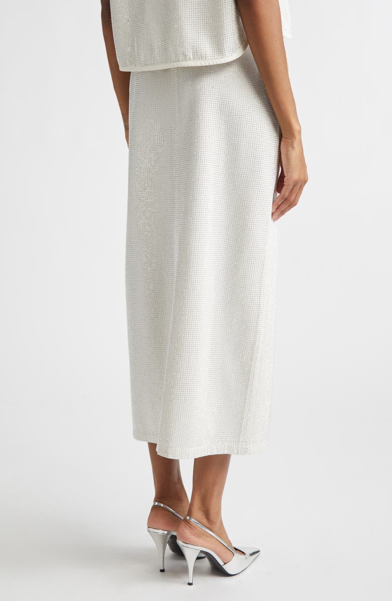Emporio Armani Studded Twill Midi Skirt, Alternate, color, Off White
