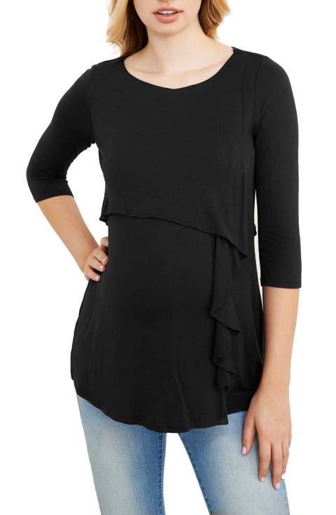 Cascade Ruffle Front Maternity/Nursing Top