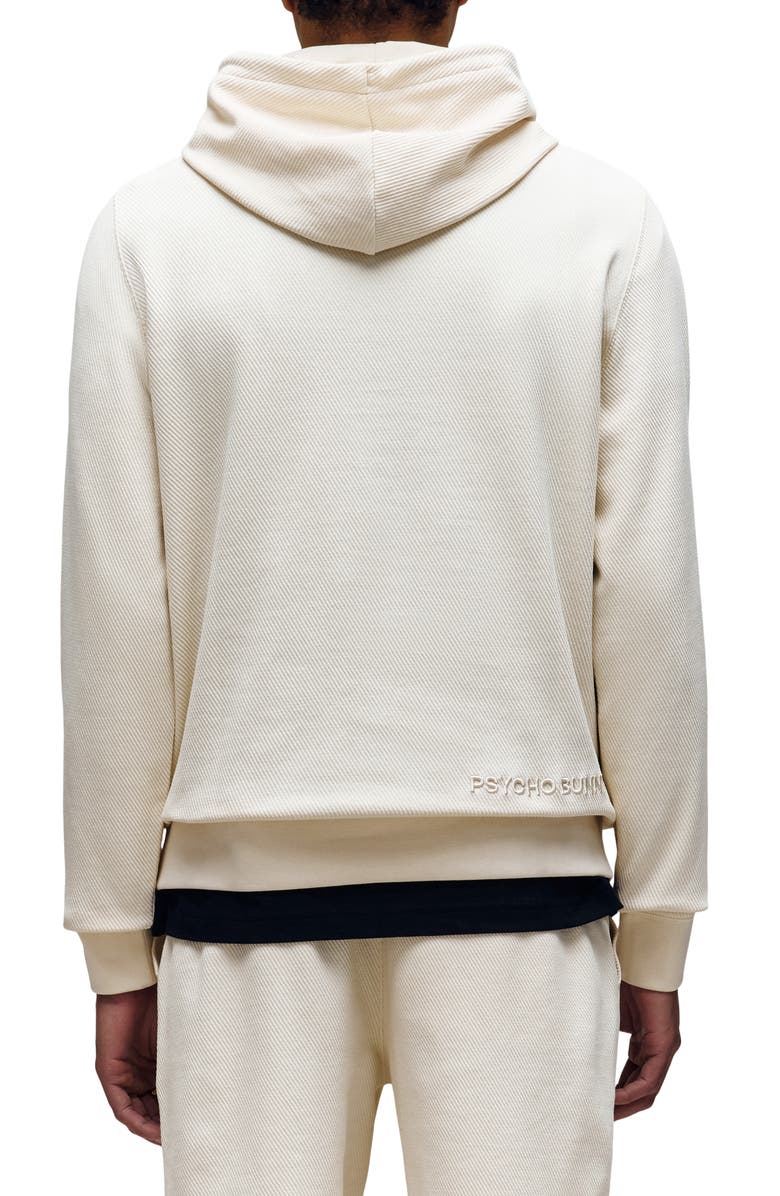 Psycho Bunny Kai Twill Texture Cotton Blend Hoodie, Alternate, color, White Cap Grey