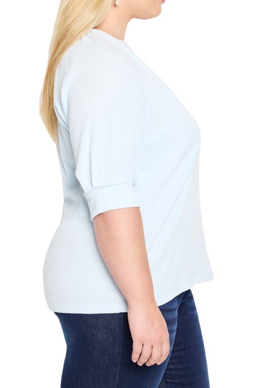 Nic + Zoe Nic+zoe Elbow Sleeve Split Neck Top In Blue