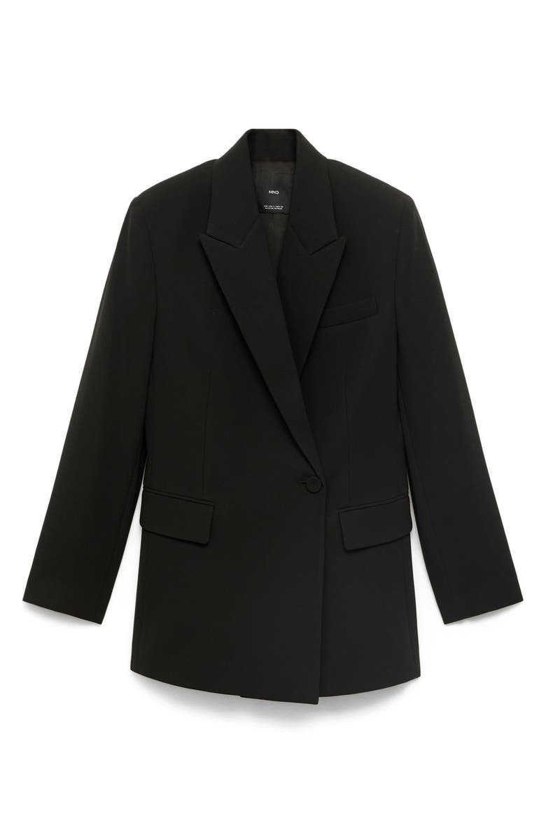 MANGO Iguana Double Breasted Blazer, Alternate, color, Black