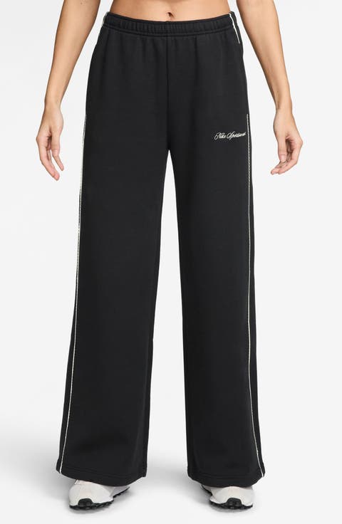 Sportswear Studio Mid Rise Scallop Wide Leg Fleece Pants