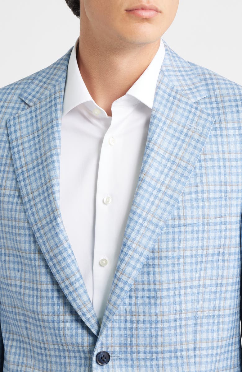 Peter Millar Hartford Classic Fit Check Wool Sport Coat, Alternate, color, Light Blue