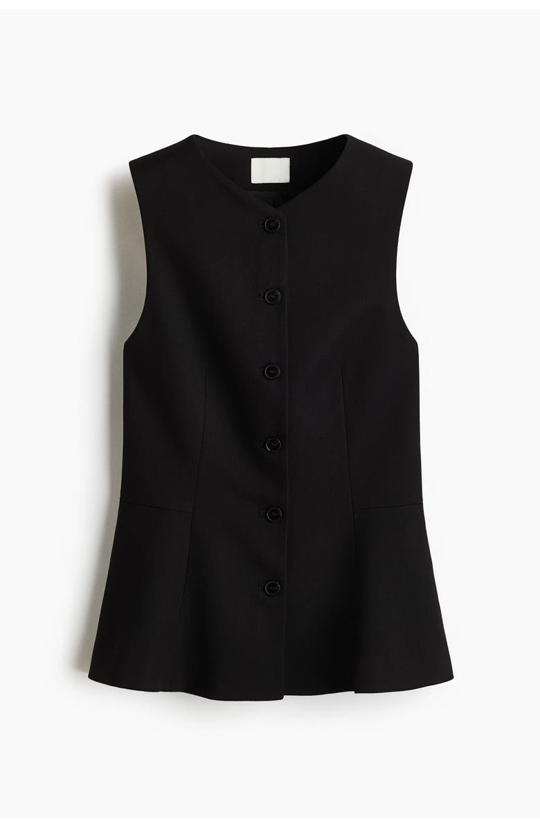 H&M Peplum Waistcoat, Alternate, color, Black