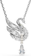 Swarovski Swan Crystal & Faux Pearl Pendant Necklace