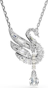 Swarovski Swan Crystal & Faux Pearl Pendant Necklace