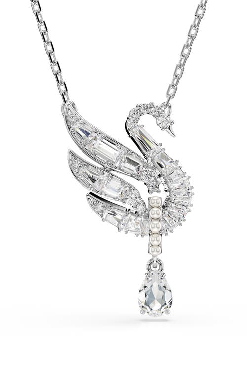Swarovski Swan Vienna Rhodium Plated Pendant Necklace In Silver
