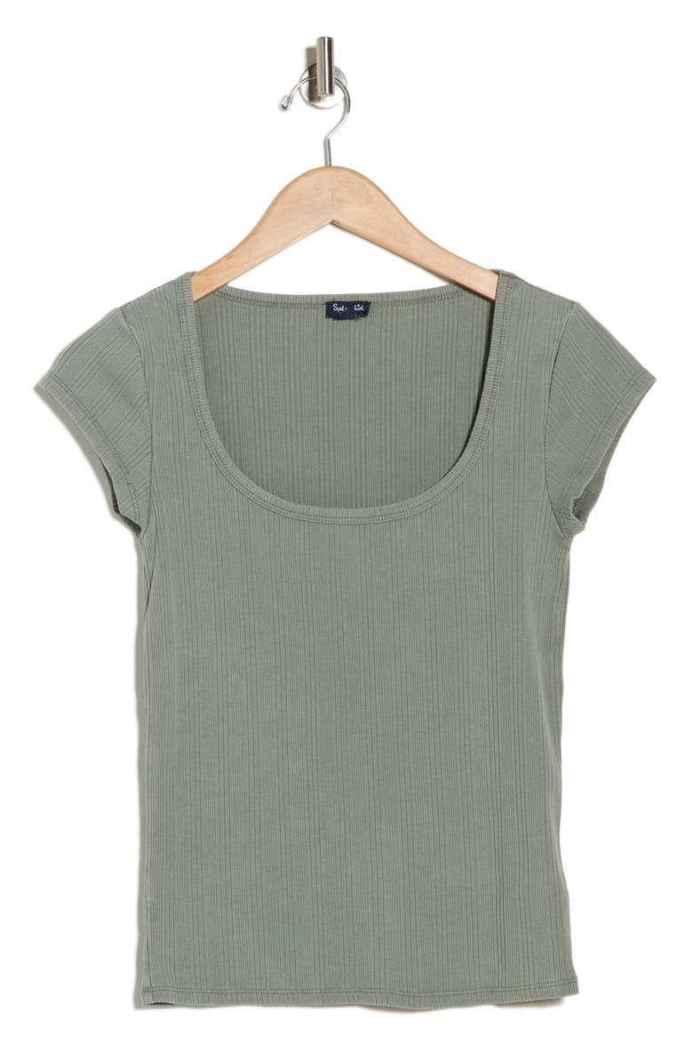 Fitted Scoop Neck T-Shirt, Alternate, color, ARMY GREEN