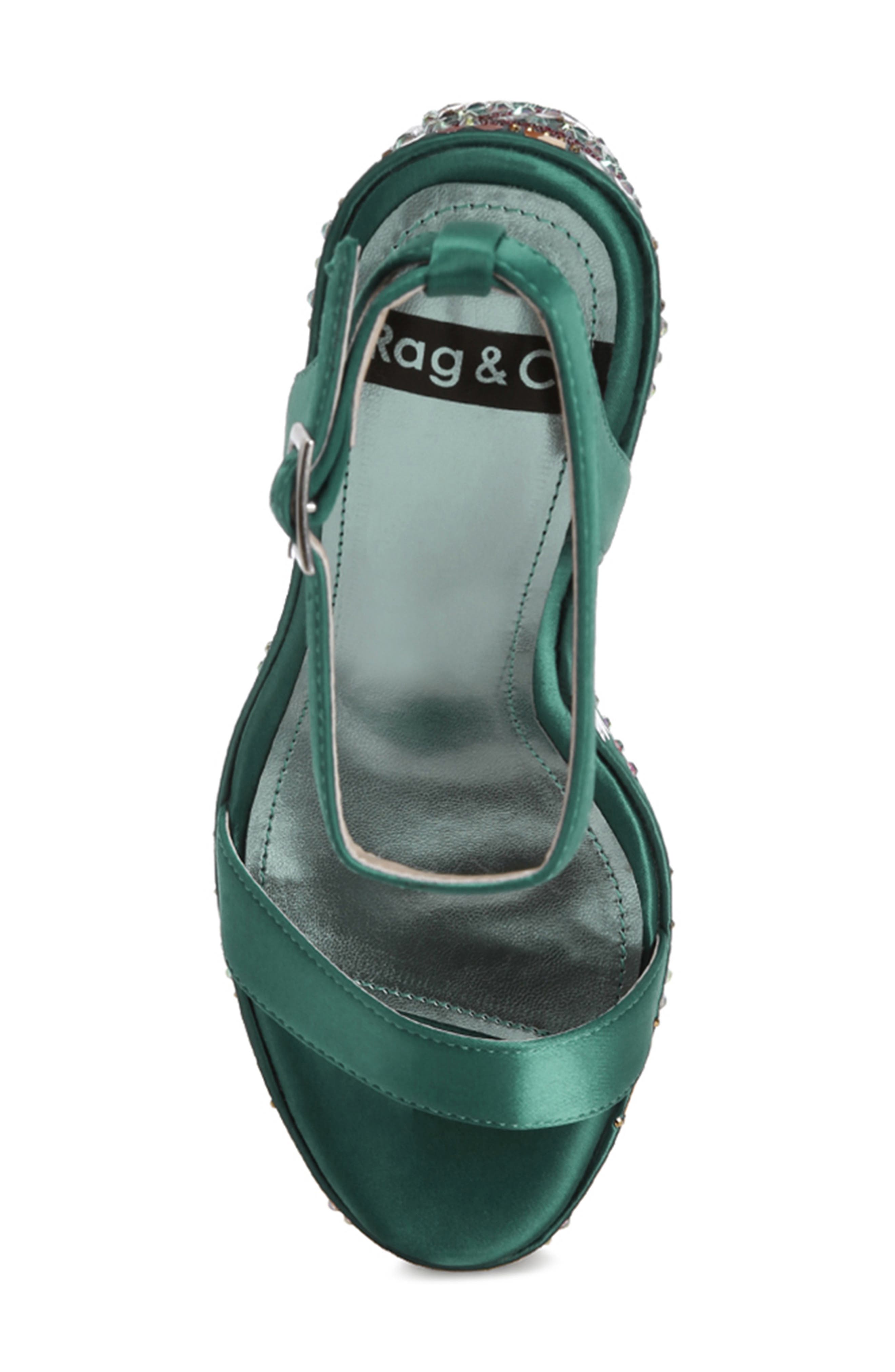 Metropolis Wedge Sandal, Alternate, color, GREEN SATIN