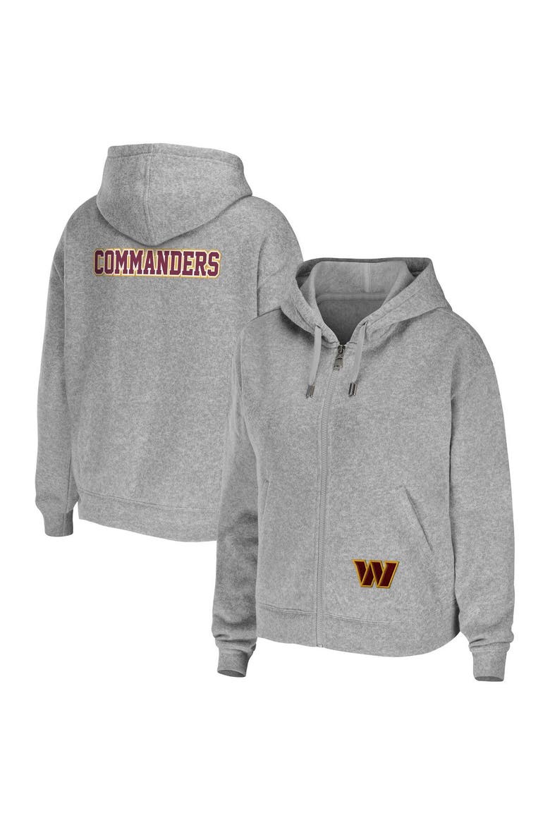 Women's WEAR by Erin Andrews Heathered Gray Washington Commanders Team Full-Zip Hoodie, Main, color, Heather Gray