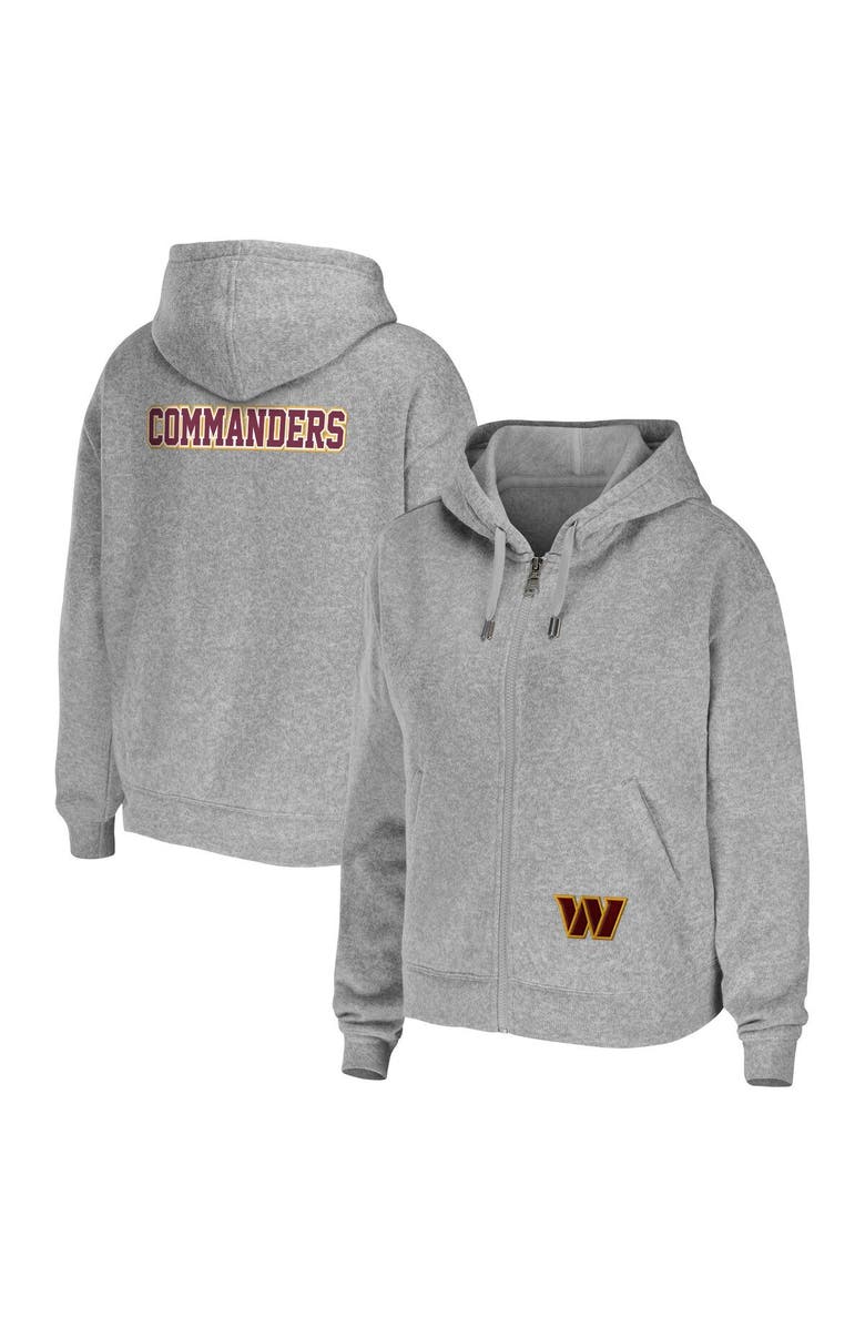 WEAR by Erin Andrews Women's WEAR by Erin Andrews Heathered Gray Washington Commanders Team Full-Zip Hoodie, Main, color, 