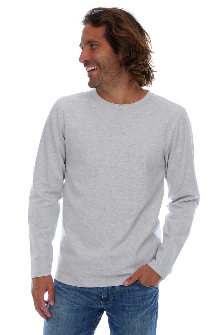 Textured Long Sleeve Crewneck T-Shirt, Alternate, color, OATMEAL HEATHER