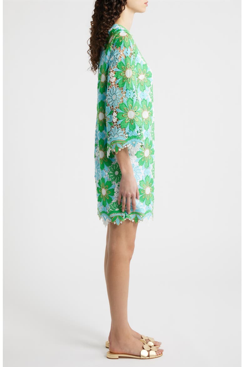 Jouri Metallic Floral Lace Shift Dress, Alternate, color, PUTTING GREEN SUNSHINE