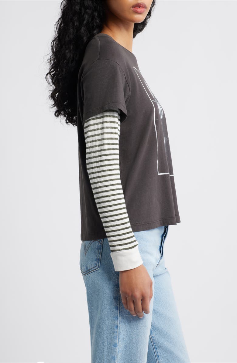 Daydreamer Blondie Debbie Trumpet Photo Cotton Graphic T-Shirt, Alternate, color, Washed Black