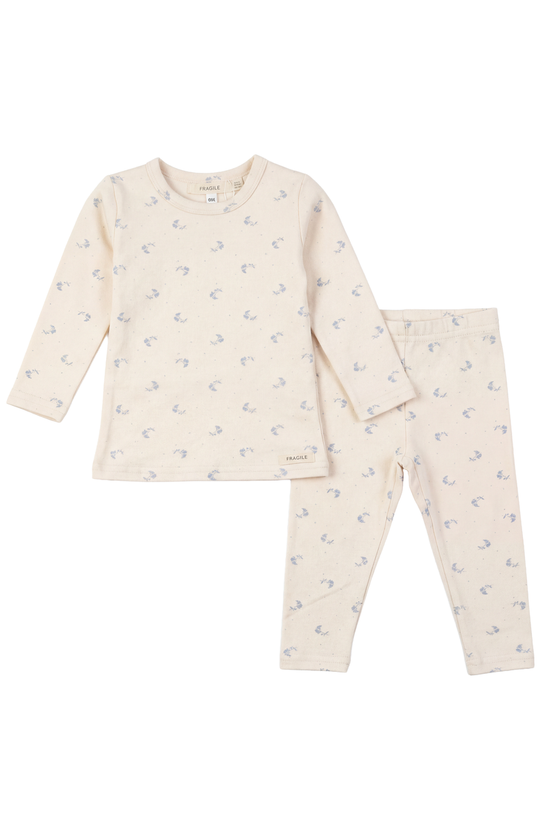 Fragile Boy Organic Printed Two Piece Long Sleeve Top and Pants Set, Main, color, Blue/Natural