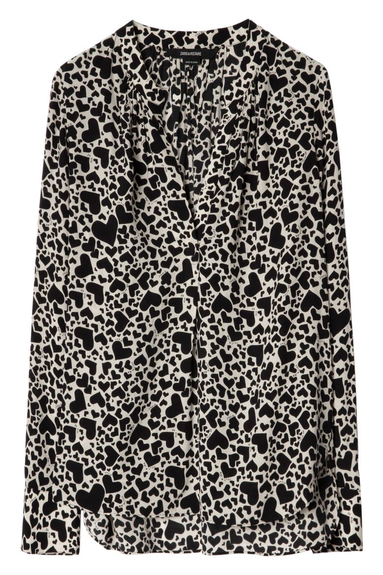 Tink Heart Print Blouse, Alternate, color, NOIR