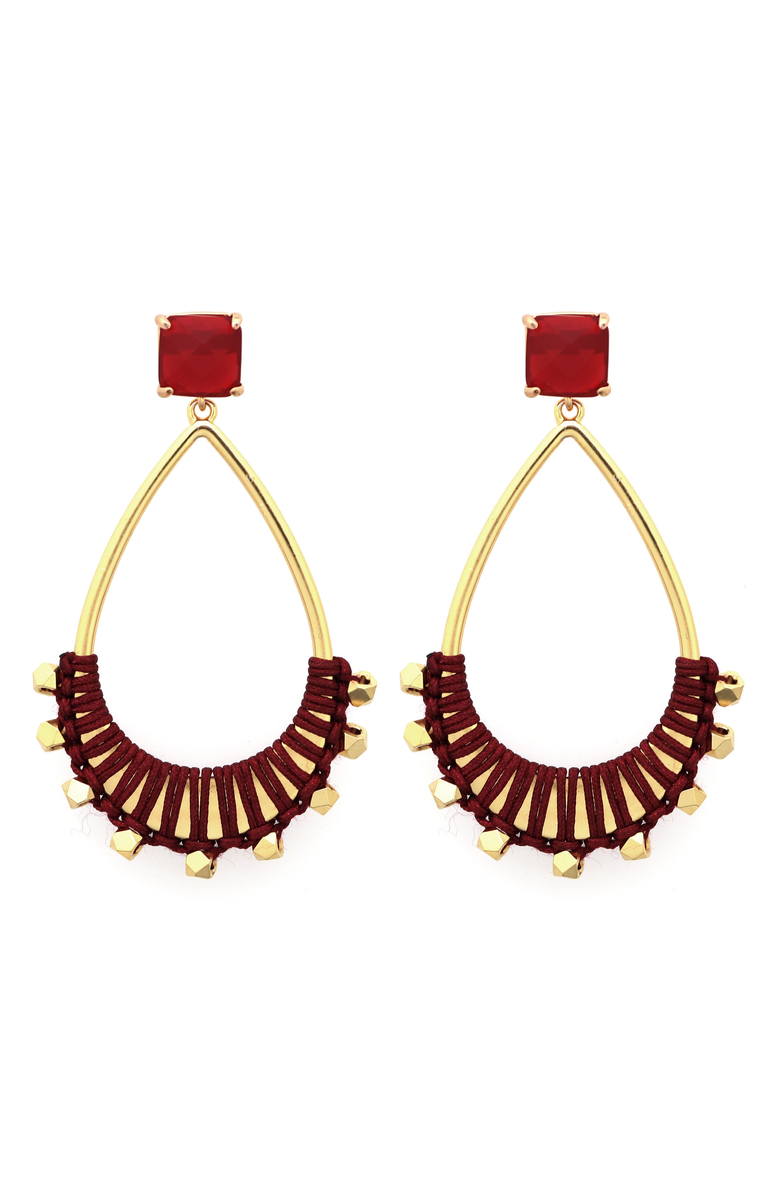 Panacea Burgundy Wrapped Teardrop Earrings