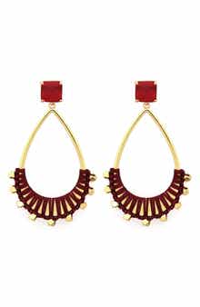 Panacea Burgundy Wrapped Teardrop Earrings
