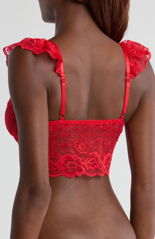 Coquette Lace Longline Bralette In Red