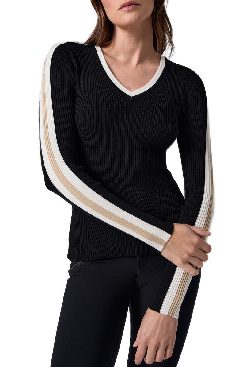 Alp N Rock Kris Sleeve Stripe V-Neck Rib Sweater, Main, color, 