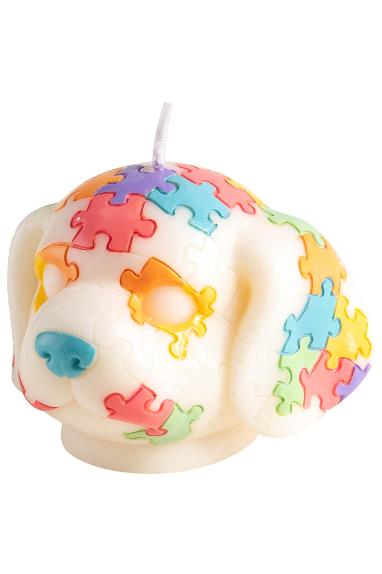Puppy Puzzle Candle, Main, color, White / Multi-Color