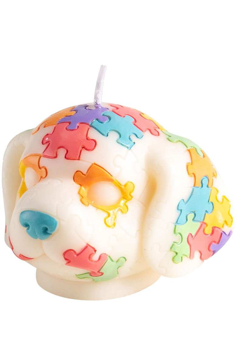 Southlake gifts Puppy Puzzle Candle, Main, color, White / Multi-Color