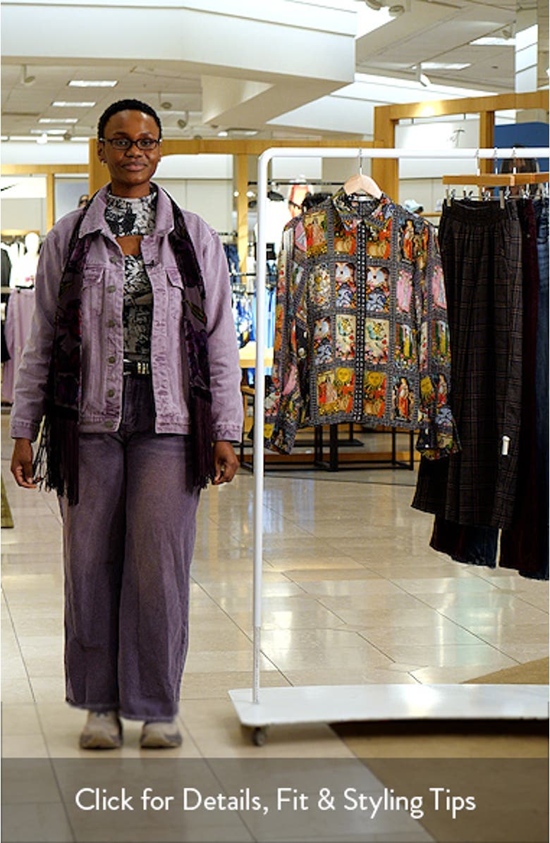 Tarot Card Print Silk Button-Up Shirt, sales video thumbnail