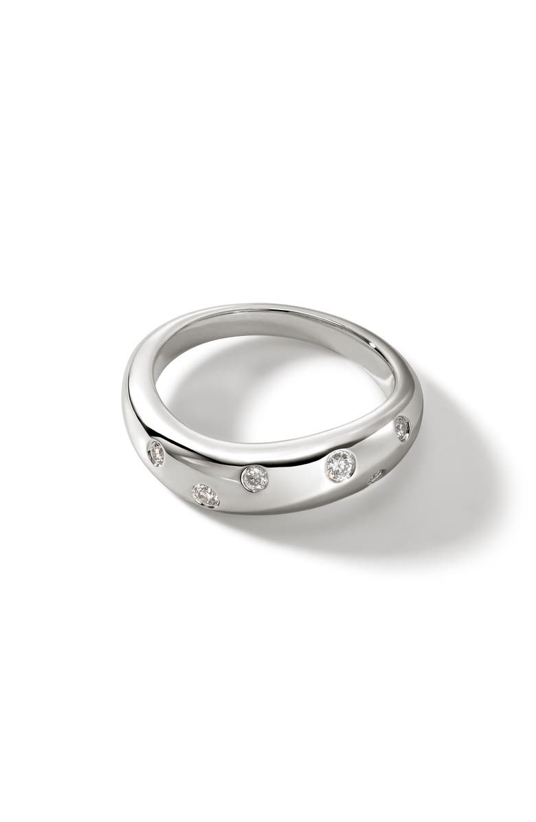 John Hardy Surf Diamond Band Ring, Main, color, Silver