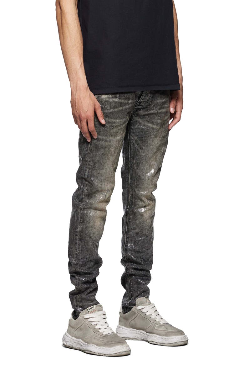 PURPLE BRAND Tiled Overlay Shimmery Skinny Jeans, Alternate, color, Black