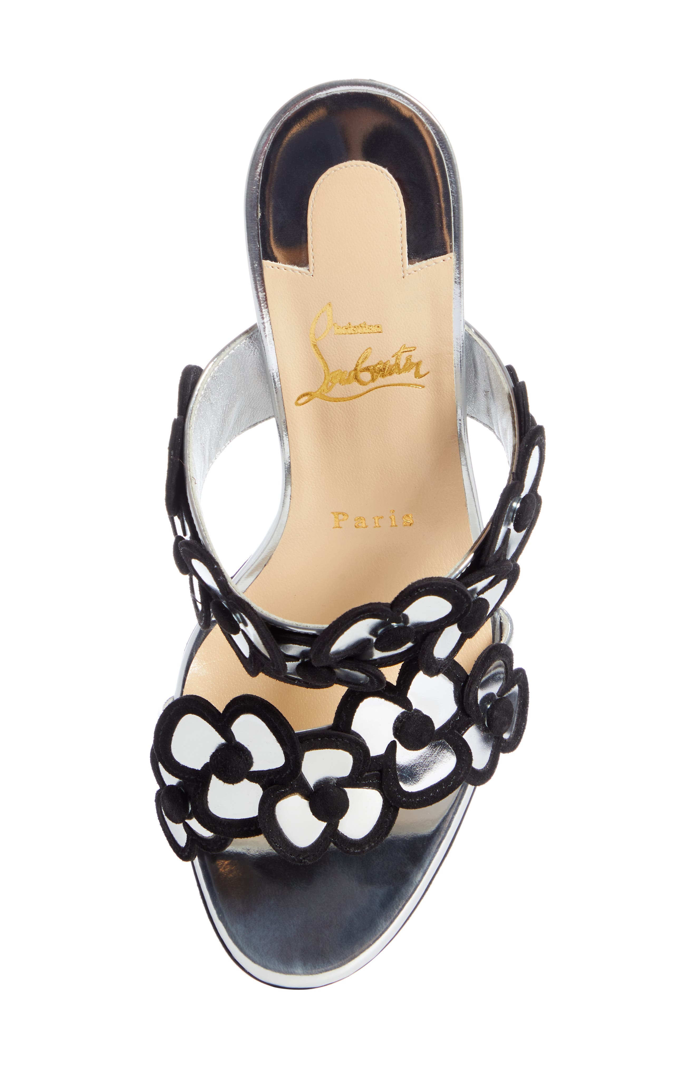 Christian Louboutin Tres Pansy Flower Block Heel Sandal, Alternate, color, 