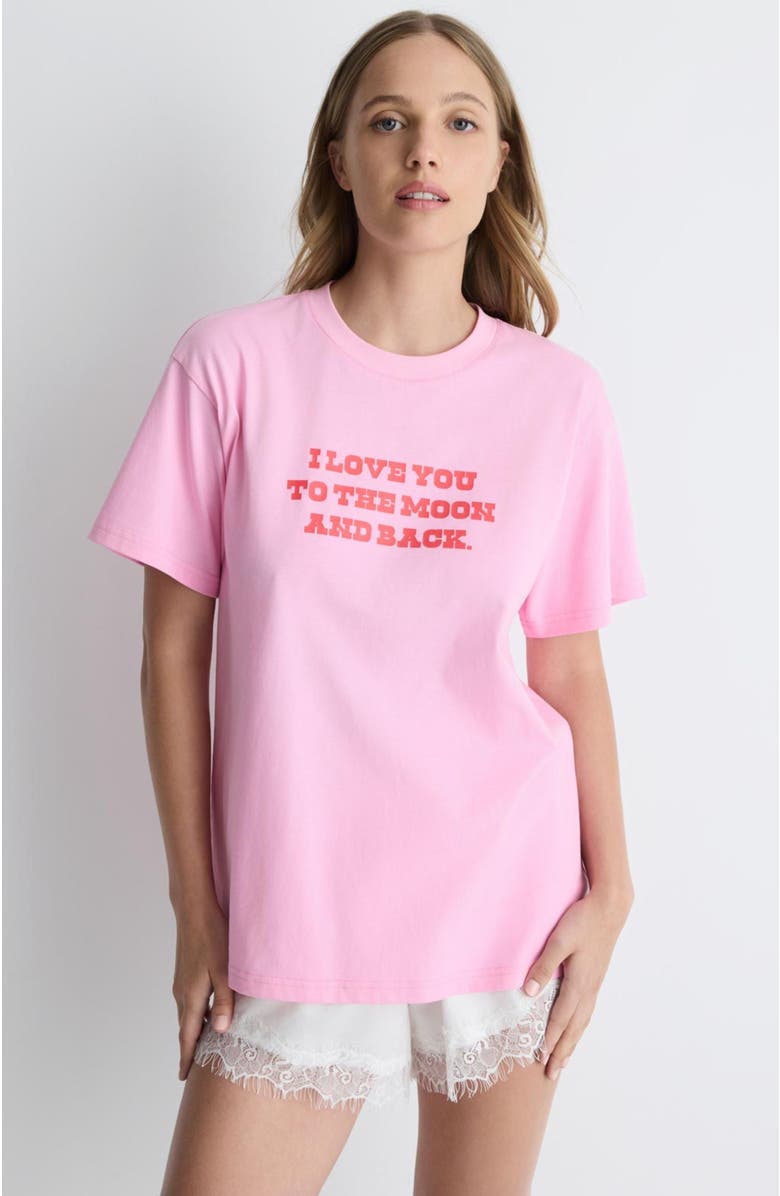 Romy Love You To The Moon Back Tee, Alternate, color, Pink Print