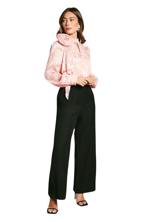 Coast Satin Jacquard Corsage 2 In 1 Jumpsuit In Pink