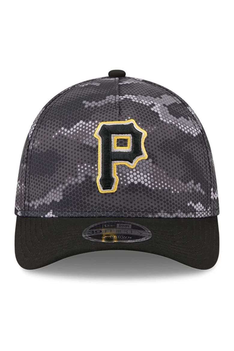 Men's New Era Black Pittsburgh Pirates Camo 39THIRTY A-Frame Flex Hat, Alternate, color, Black